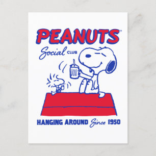 Carte Postale cacahuètes   Snoopy & Woodstock penché autour