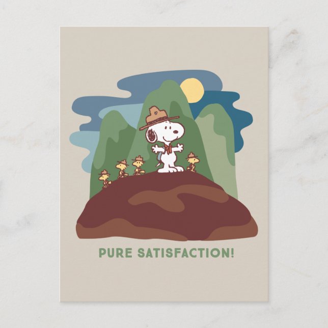 Carte Postale cacahuètes | Snoopy & Woodstock Satisfaction pure (Devant)