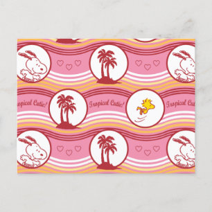 Carte Postale cacahuètes Snoopy & Woodstock Tropical Cutie