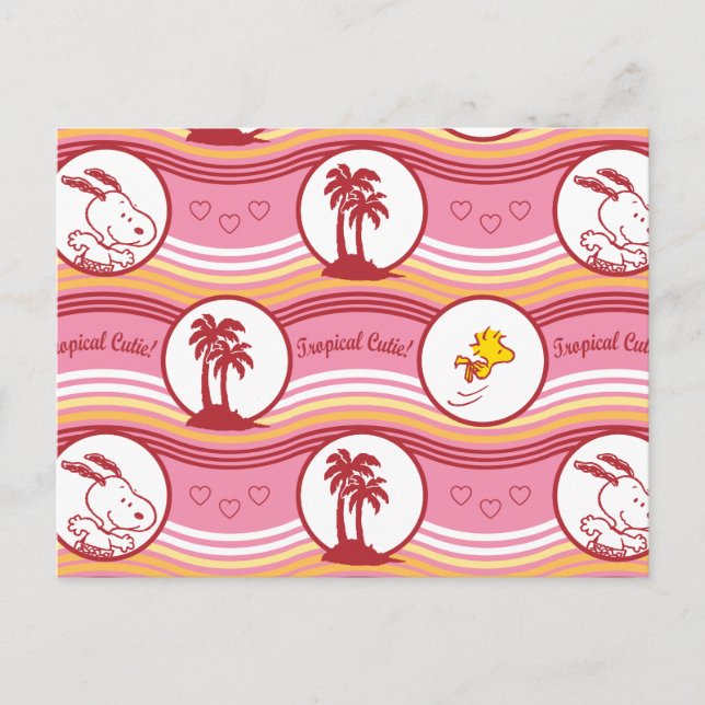Carte Postale cacahuètes | Snoopy & Woodstock Tropical Cutie (Devant)