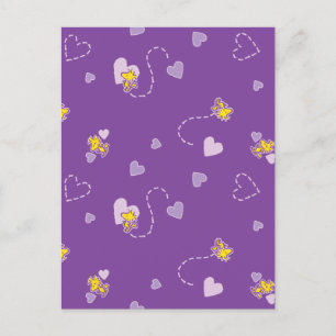 Carte Postale cacahuètes   Woodstock Motif de coeur pourpre