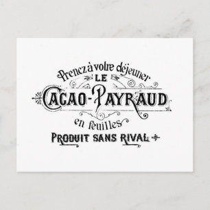 Carte Postale Cacao français vintage - Publicité Payraud