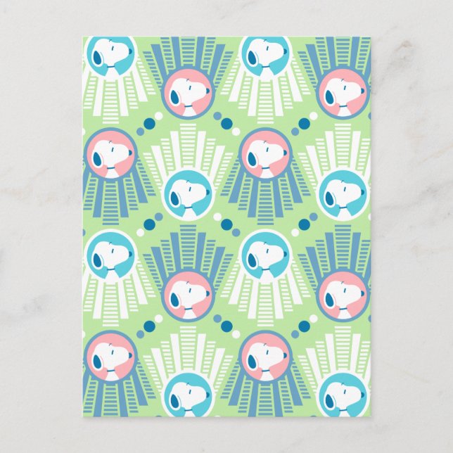 Carte Postale Cachou | Snoopy Mint Green Deco Dreams Pattern (Devant)