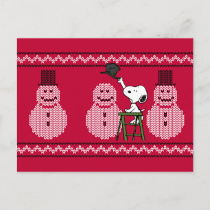 Carte Postale Cachou   Sweat de Noël de Snoopy bonhomme de neige
