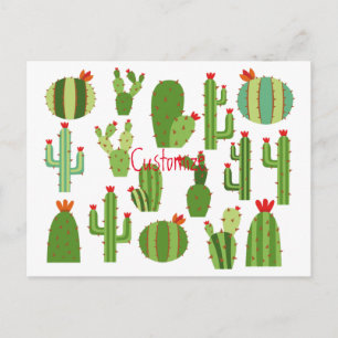 Carte Postale Cactus à fleurs rouges agrafés Plantes Thunder_Cov