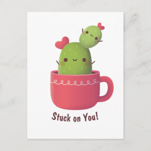 Carte Postale Cactus Coeur mignon, Salutation de confession d'am
