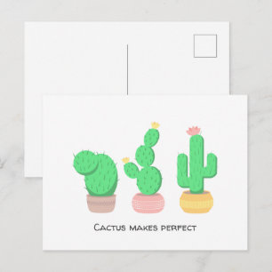 Carte Postale Cactus en pot - Cactus fait la perfection