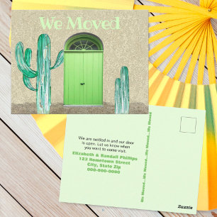 Carte Postale Cactus Porte Verte Nous avons Déménagé Faire-part