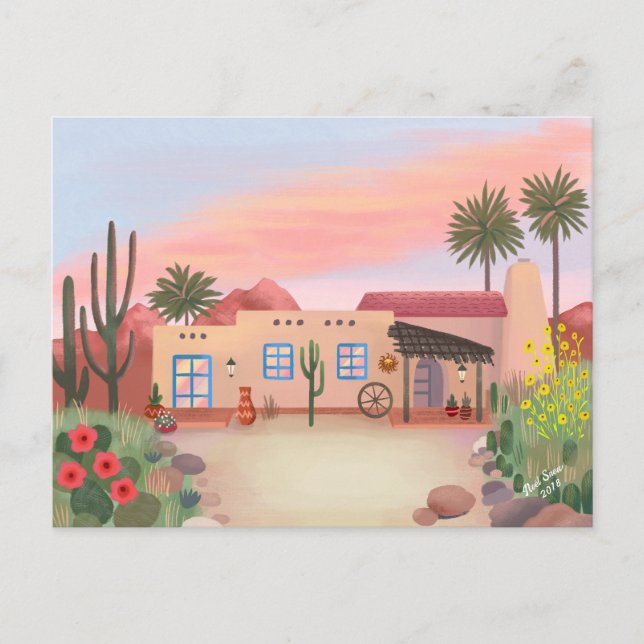 Carte Postale Cactus sud-ouest du désert Adobe House (Devant)