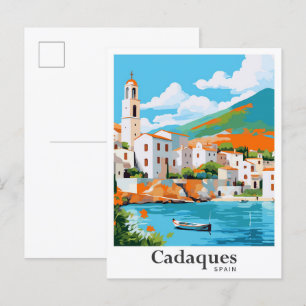Carte Postale Cadaques Espagne Portrait Vintage voyage