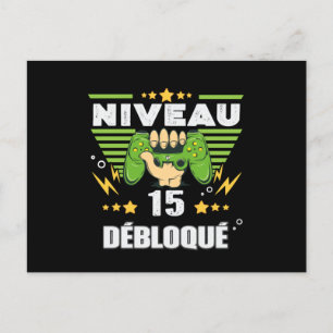 Carte Postale Cadeau 15 ans Anniversaire Gamer Niveau 15