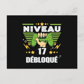 Carte Postale Cadeau 17 ans Anniversaire Gamer Niveau 17