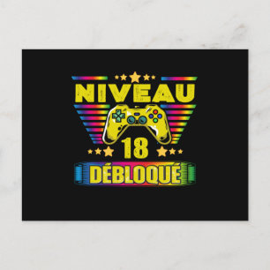 Carte Postale Cadeau 18 ans Anniversaire Gamer Niveau 18