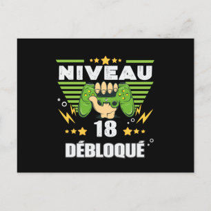 Carte Postale Cadeau 18 ans Anniversaire Gamer Niveau 18