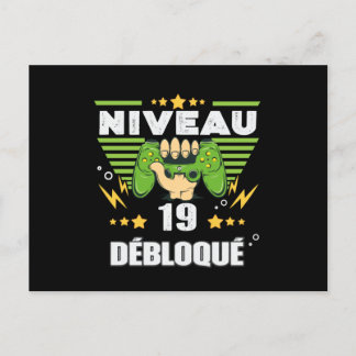 Carte Postale Cadeau 19 ans Anniversaire Gamer Niveau 19
