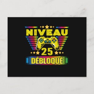 Carte Postale Cadeau 25 ans Anniversaire Gamer Niveau 25