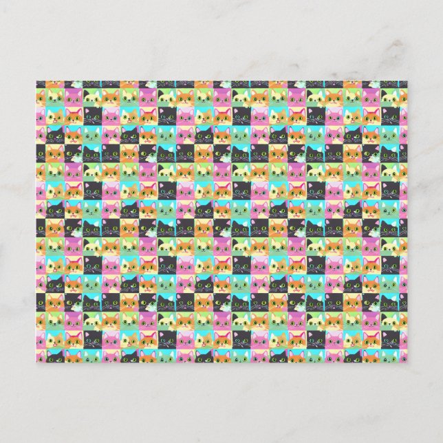 Carte Postale Cadeau Chat | Motif de chat mignon Kawaii (Devant)