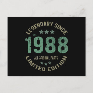 Carte Postale Cadeau d'anniversaire 37 ans 1988 Légende 37e anni