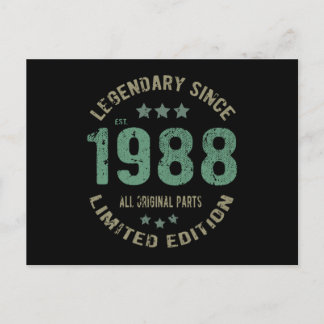 Carte Postale Cadeau d'anniversaire 37 ans 1988 Légende 37e anni