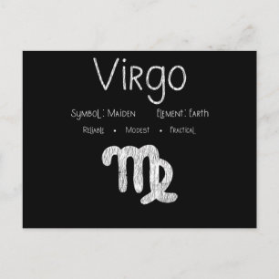Carte Postale Cadeau d'anniversaire Vierge Signe Stellaire Horos