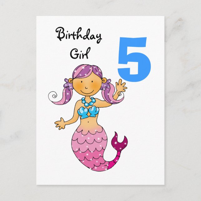 Carte Postale Cadeau de 5e anniversaire pour une fille, mignonne (Devant)