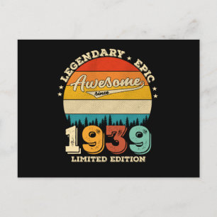 Carte Postale Cadeau de 83e anniversaire Incroyable depuis 1939 