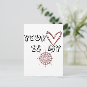 Carte Postale Cadeau de citation d'amour de boussole romantique
