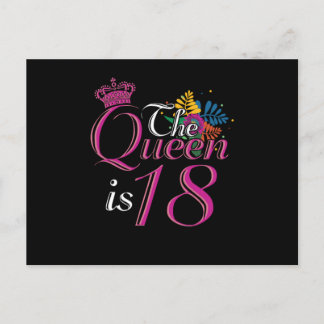 Carte Postale Cadeau de fête d'anniversaire 18 ans La Reine a 18