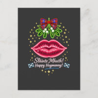 Cadeau de gui néon tartan Hogmanay écossais
