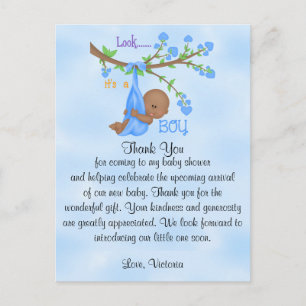 Carte Postale Cadeau de Naissance Remerciement Garçon Ethnique