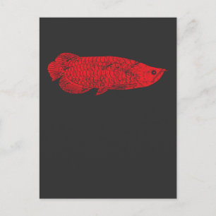 Carte Postale Cadeau de poisson - Poisson rouge Arowana pour les