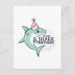 Carte Postale Cadeau drôle de dessin animé REQUIN pour anniversa