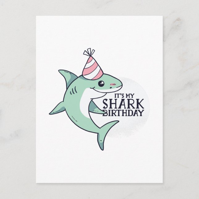 Carte Postale Cadeau drôle de SHARK pour anniversaire Cartoon En (Devant)