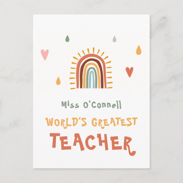 Carte Postale Cadeau du plus grand professeur du monde Bohème Ar (Devant)