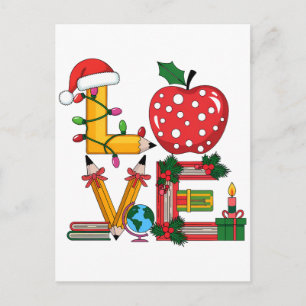 Carte Postale Cadeau Enseignant Crayon Apple Livres Amour