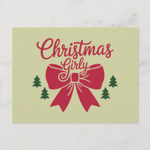 Carte Postale Cadeau Esthétique Pour Elle De Noël Girly Tree Bow