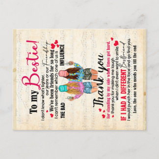 Carte Postale Cadeau mignon pour meilleure amie, Cadeaux drôles 
