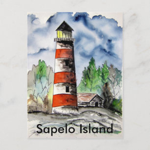 Carte Postale Cadeau nautique d'art de la Géorgie de phare d'île