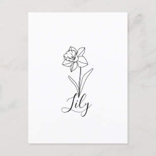 Carte Postale Cadeau personnalisé de fleur de naissance de Narci