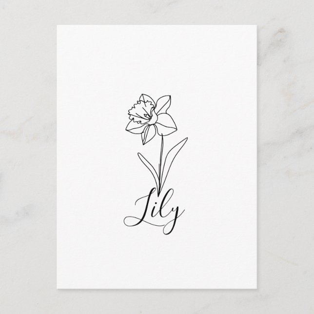 Carte Postale Cadeau personnalisé de fleur de naissance du Narci (Devant)