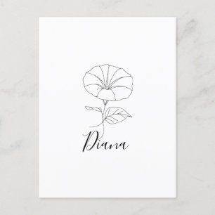Carte Postale Cadeau personnalisé de fleur de naissance Glory du