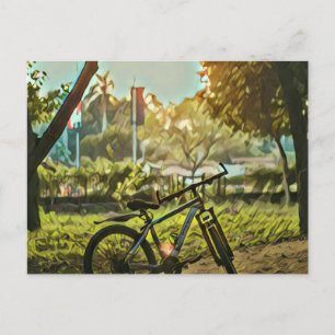 Carte Postale Cadeau pour amateur de cyclisme   Peinture de cycl