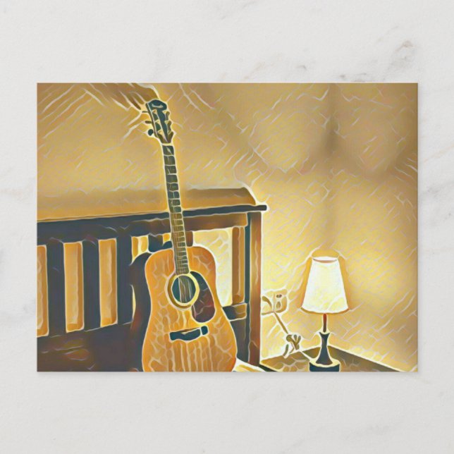 Carte Postale Cadeau pour joueur de guitare acoustique (Devant)