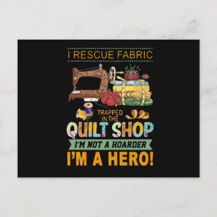 Carte Postale Cadeau Quilting J'Ai Secouru Un Tissu Trappé La