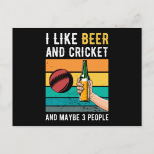 Carte Postale Cadeau Rétro Cricket Et Bière