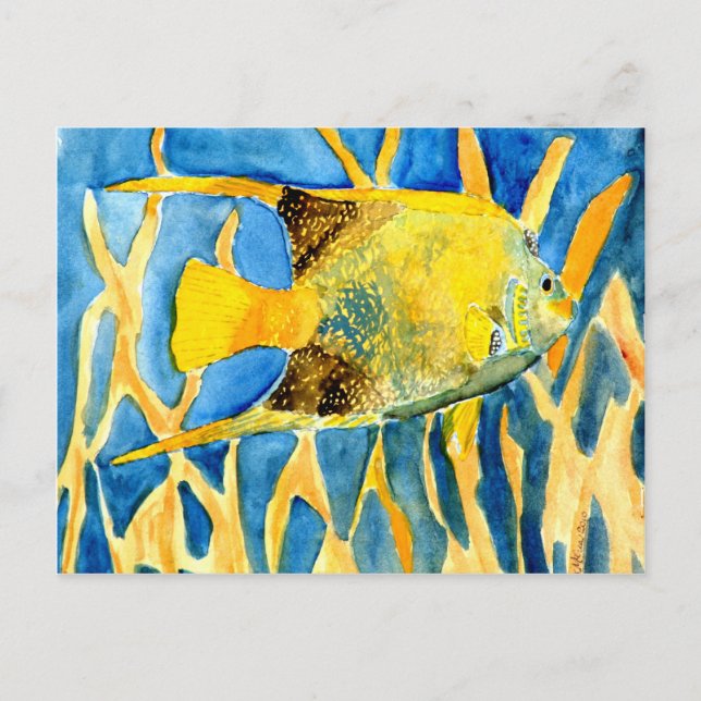 Carte Postale cadeau tropical de peinture d'art de vie marine de (Devant)