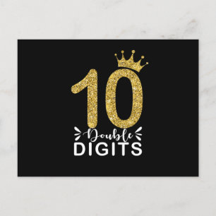 Carte Postale Cadeaux 10 ans doubles chiffres couronne filles