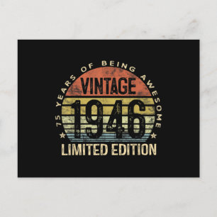 Carte Postale Cadeaux 75 Ans Vintage 1946 Anniversaire