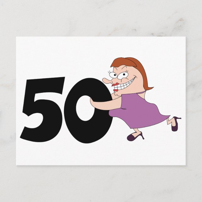 Carte Postale Cadeaux de 50e anniversaire - Drôle dessin animé a (Devant)