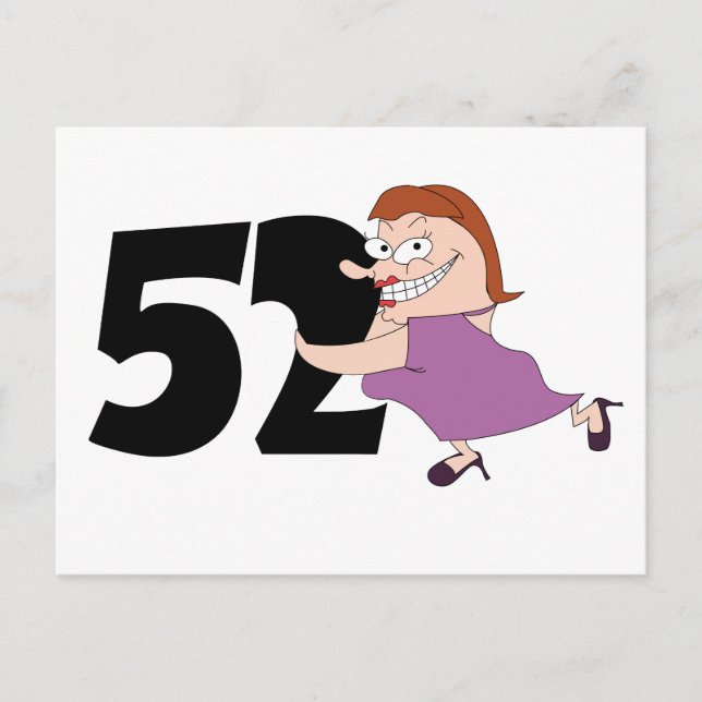 Carte Postale Cadeaux de 52e anniversaire - Drôle dessin animé a (Devant)